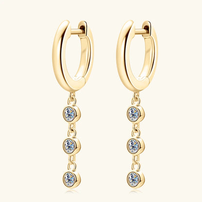 2023 Hoops Earring Moissanite Drop Long Hanging Earrings 925 Sterling Silver for Women Jewelry Created Diamond 2.5mm(0.06ct)