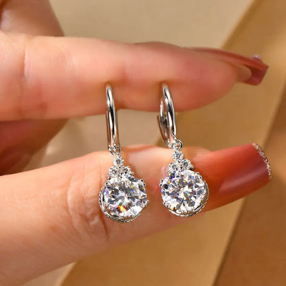 Anziw 2CT 1CT D Color Moissanite Dangle Drop Earrings for Women 925 Silver Elegant Wedding Engagement Earrings with Certificate