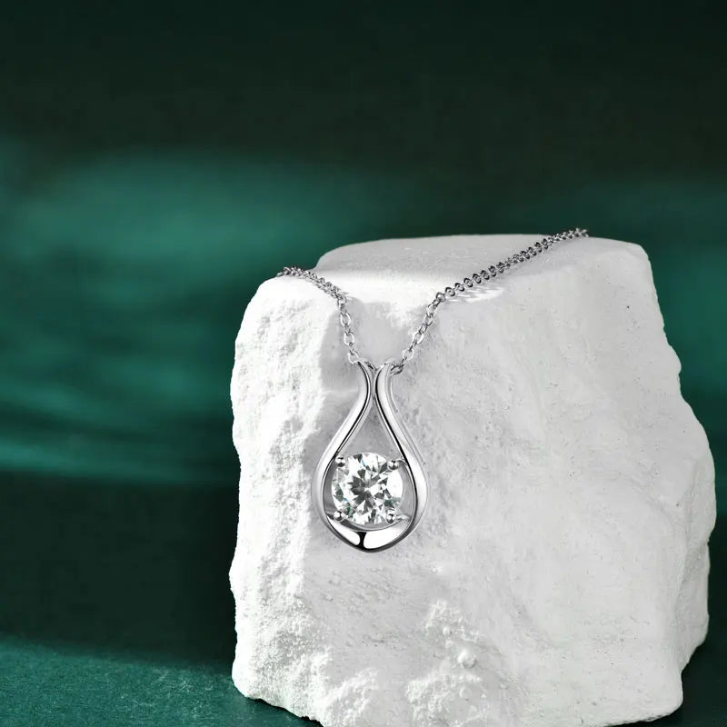 2025 2CT 8mm D Color Moissanite Necklace Teardrop Pendant 925 Silver Chain Original Jewelry with Certificate for Women S925 Gift