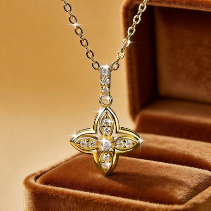 Anziw 14k Gold Filled Adjustable Necklace Moissanite Flower Pendant Gold Bonded Necklaces Collar for Women GRA Certified Jewelry