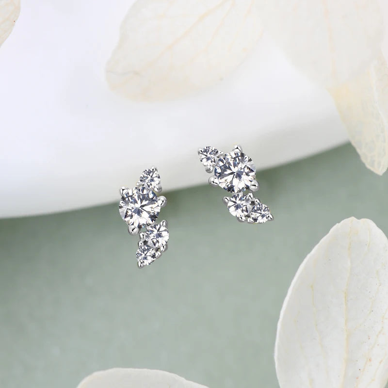 Anziw Cute Mini Moissanite Stud Earrings 100% Silver 925 Sterling Earrings Piercing Ear for Women Fine Jewelry with Certificate
