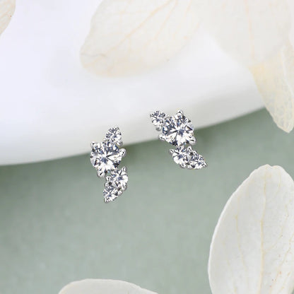 Anziw Cute Mini Moissanite Stud Earrings 100% Silver 925 Sterling Earrings Piercing Ear for Women Fine Jewelry with Certificate