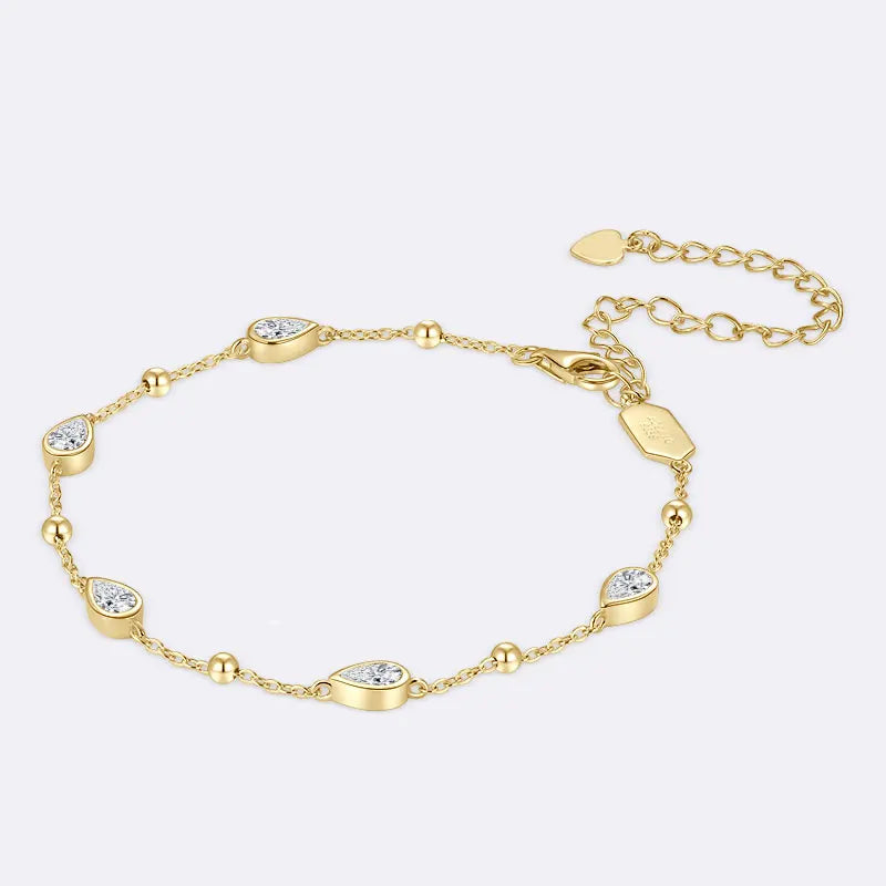 Anizw Teardrop Waterdrop Moissanite Bracelets for Women 925 Silver Certified Pear-shaped Cut Lab Diamond Hand Jewelry 2025 Trend