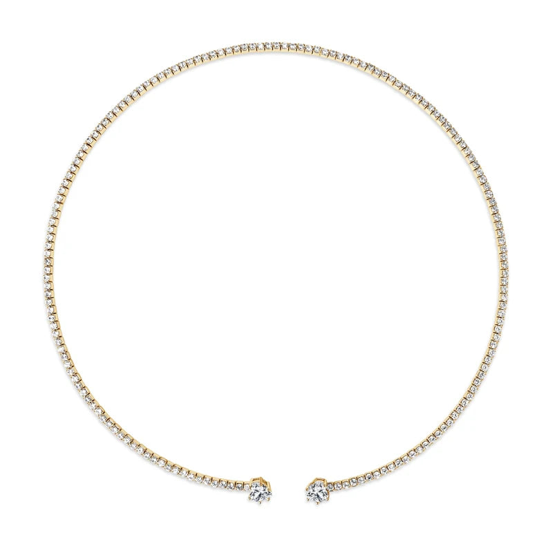 Anziw D1.60CT Heart Cut Moissanite Collar Open Tennis Necklace 925 Sterling Silver Choker for Women Fine Jewelry & Certificate