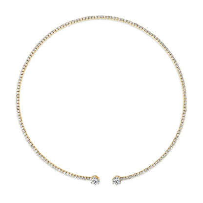 Anziw D1.60CT Heart Cut Moissanite Collar Open Tennis Necklace 925 Sterling Silver Choker for Women Fine Jewelry & Certificate