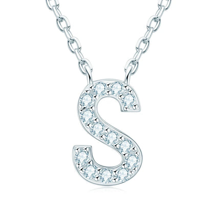 Anziw Initial Moissanite 26 Letter Pendant Necklace for Women Men Real Silver 925 Name Pendant Fine Jewelry Valentine's Day Gift