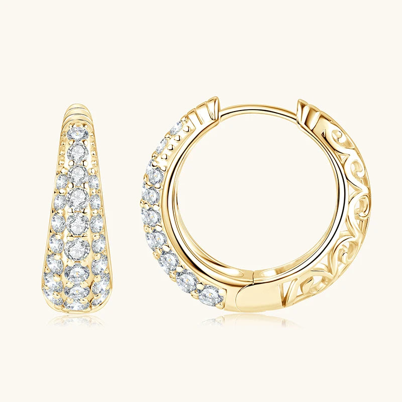 Anziw Micro Paved Full Moissanite Hoops Earrings Silver 925 Dazzling Diamond Ear Luxury Jewelry for Women Men Party Wedding Gift