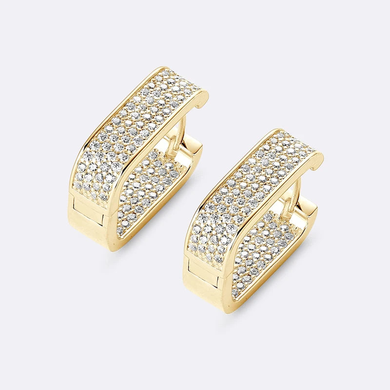 Anziw Original Full Moissanite Earrings Women Square Hoop Earrings Silver 925 Trendy Wedding Party Jewelry with Certificate Gift