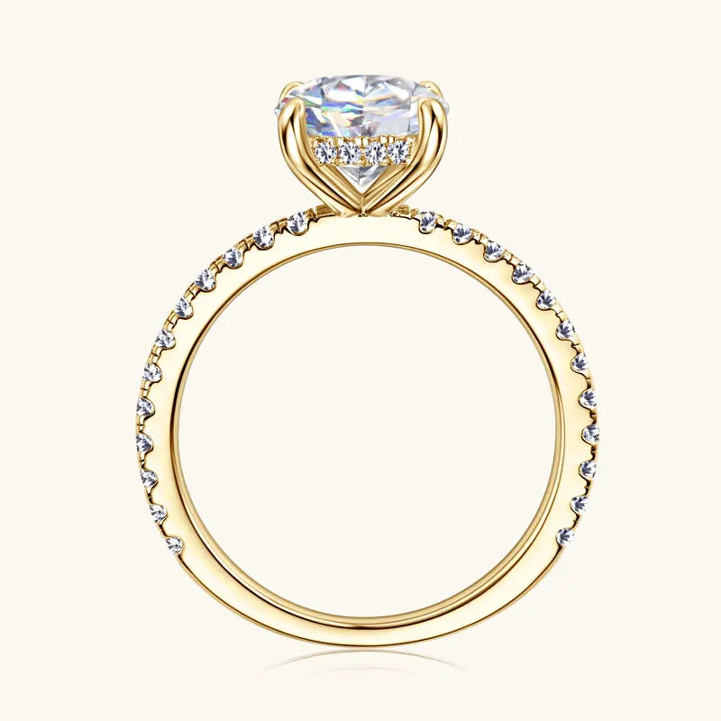 8mm 2.0CT Moissanite Solitaire Ring for Women 18k Gold Plated 925 Silver Engagement Wedding Promise Rings Finger Bands Jewelry
