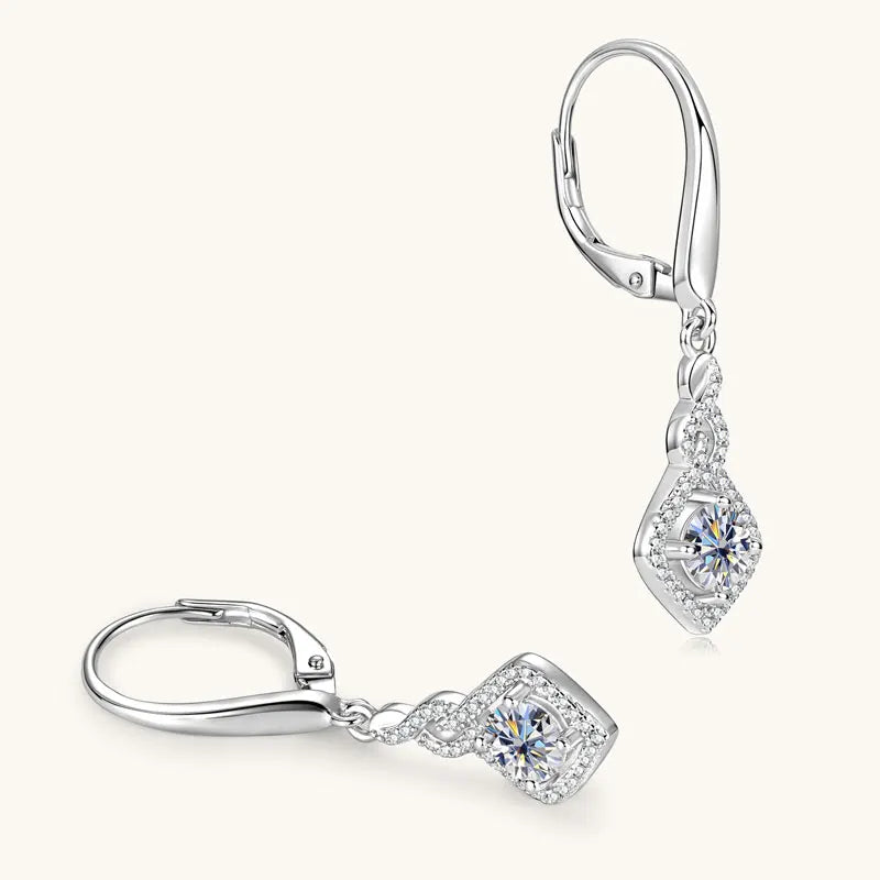 Anziw 0.5CT 5mm D Moissanite Drop Hoop Earrings for Women 925 Silver Flame Design Pendant Wedding Engagement Earrings 2025 New