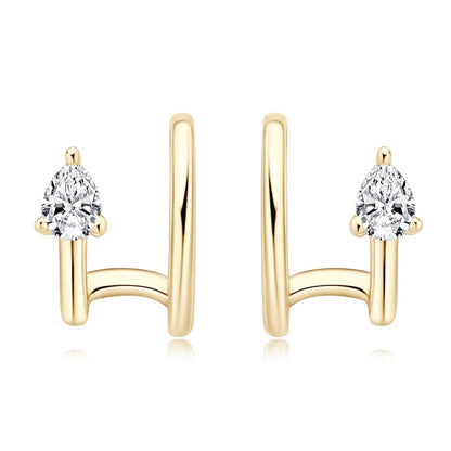 Anziw Ear Cuffs No Piercing Earring Real Pear Cut D0.30ct Moissanite Clip On Earrings 100% 925 Sterling Silver for Women Jewelry