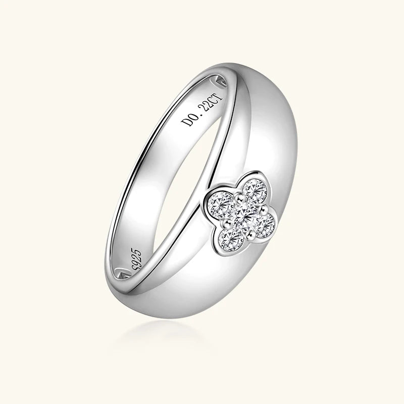 2025 Trendy Clover Flower Chunky Ring 925 Sterling Sliver D Moissanite Rings Finger Bands for Women S925 Charm Wedding Jewelry