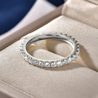 Anziw 2mm D Color Full Moissanite Ring for Women Sparkling Wedding Eternity Band 14k Gold Filled Wedding Engagement Ring Jewelry