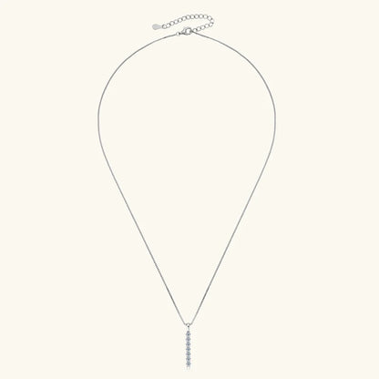 Anziw 2.8mm 0.56ctw. Moissanite Pendant Necklace for Women 925 Silver Adjustable Chain 7-stone Bar Necklaces Trend Jewelry Gifts