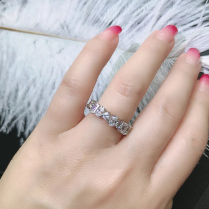 ANZIW  Luxury 925 Sterling Silver Band Rings Women Engagement Simulated Diamond Wedding Silver Bridal Full Eternity Rings