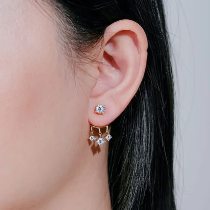 Anziw Trendy Dual Use Earrings Jackets 925 Sterling Silver D Color Moissanite Ear Jacket Studs for Women Jewelry Valentine Gifts