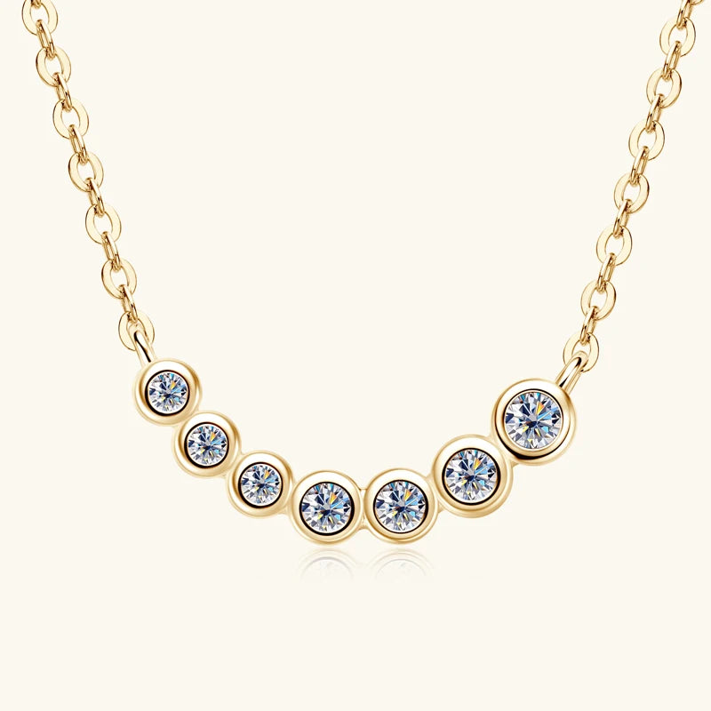 Anziw 4mm&3mm Bubble Moissanite Curved Pendant Necklace for Women 925 Silver Collar French Unique Jewelry 2025 Anniversary Gift
