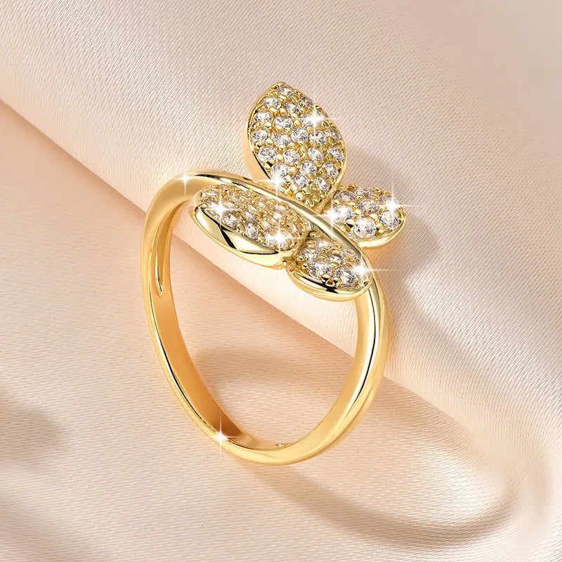 Anziw 2026 New Tendy Cubic Zirconia For Women Butterfly Engagement Ring 14K Gold Filled Ring Birthday Valentine Jewelry Gifts