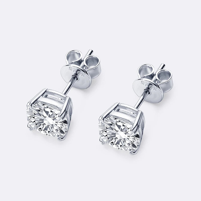 100% 925 Silver Stud Earrings 3.0ctw. Cushion Cut Moissanite Square Earrings for Men & Women Certified Jewelry 6.5x6.5mm 1.5CT