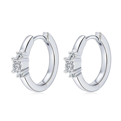 Real Moissanite Mini Hoops Earrings 925 Sterling Silver for Women Men D Color 2.5mm Simple Single Diamond Earrings Fine Jewelry