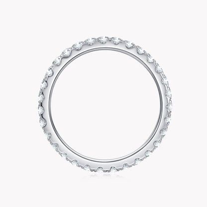 Anziw Classic Stackable Rings 925 Sterling Silver 2mm D Moissanite Eternity Band Wedding Engagement Ring for Women Fine Jewelry