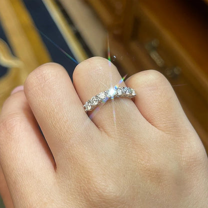 3mm 7 Stones D Color Moissanite Eternity Bands Simply Stackable Silver 925 Real Sparkling Wedding Engagement Fine  Jewelry Gifts