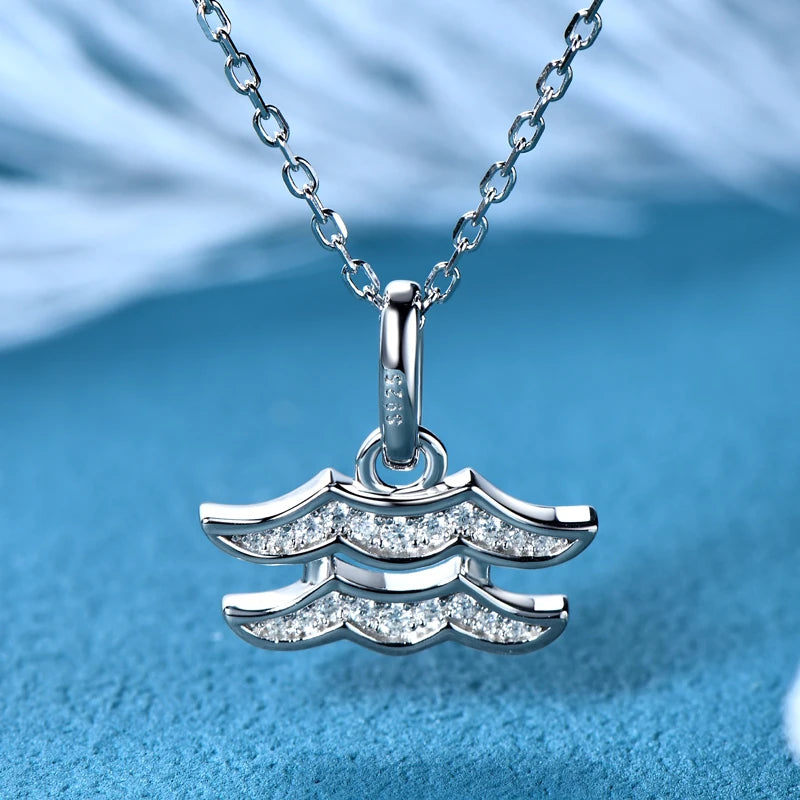 925 Sterling Silver Zodiac Sign 12 Constellation Pendant Micro-Set 1mm Moissanite Necklace Charm For Women Jewelry Birthday Gift