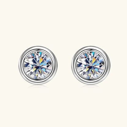 Anziw Bezel 5mm 6.5mm 1CT D Color Moissanite Earrings 925 Sterling Silver Plated K Gold Earrings for Men Women Gift Valentine's
