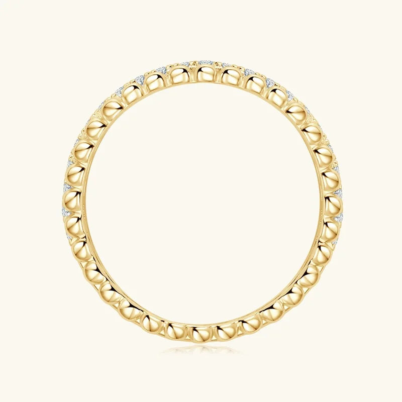 Anziw 1.5mm D Moissanite Half Eternity Ring 925 Sliver Double Hoops Rings Finger Bands for Women Trendy Jewelry Valentine's Gift