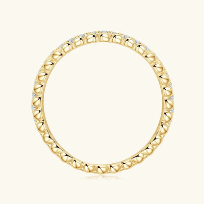 Anziw 1.5mm D Moissanite Half Eternity Ring 925 Sliver Double Hoops Rings Finger Bands for Women Trendy Jewelry Valentine's Gift