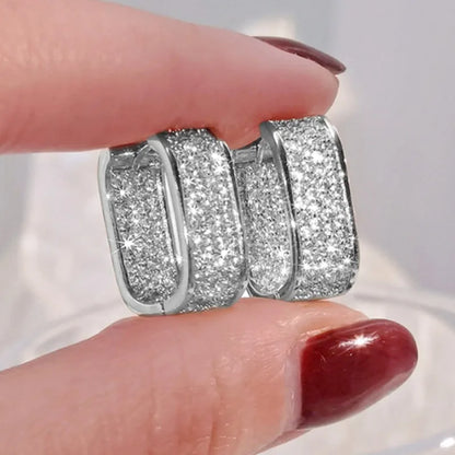 Anziw Original Full Moissanite Earrings Women Square Hoop Earrings Silver 925 Trendy Wedding Party Jewelry with Certificate Gift