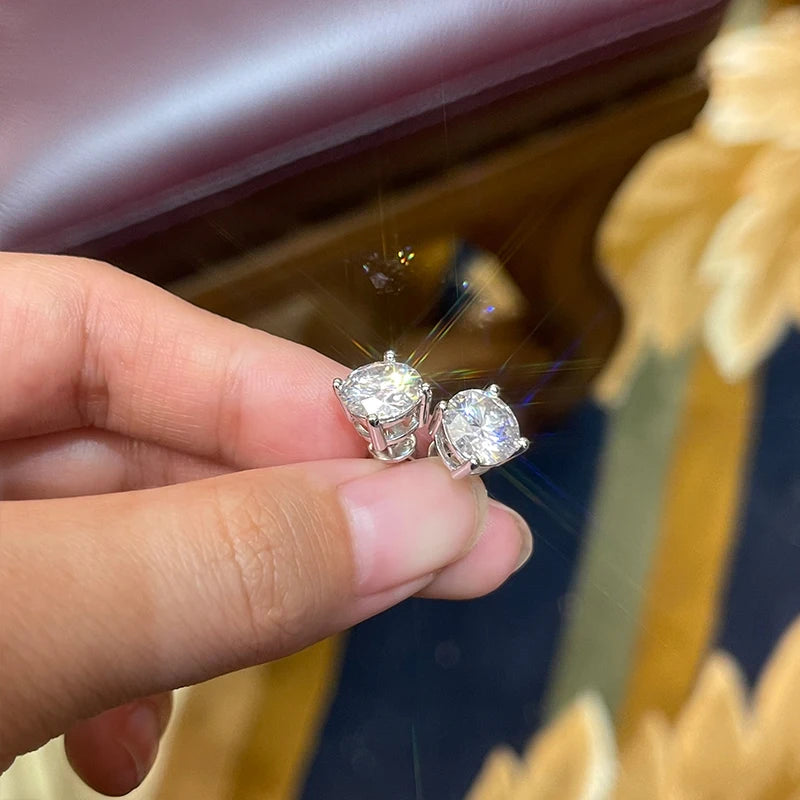 Real 4mm/5mm/6.5mm/8mm D Color Moissanite Stud Earrings for Women Men Solid 925 Sterling Silver 2023 Trend Fine Jewelry Gifts