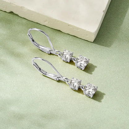 Anziw 42mm Long Dangle D Moissanite Drop Earrings for Women 925 Sterling Silver Hoop Clip Earrings Wedding Fine Jewelry Gift