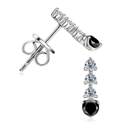 Anziw 0.38CTTW. Black &White Moissanite Drop Stud Earrings for Women Real 925 Silver Anti-allergy Fine Jewelry Gifts 2025 New