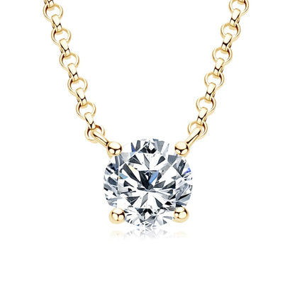 Anziw Original 3CT 1CT 2CT Moissanite Necklace Real 925 Silver Chain 6.5-9mm Solitaire Pendant Necklaces For Women Jewelry Gifts