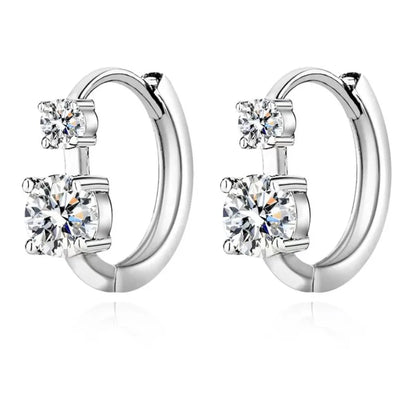 Anziw 6.5mm&4mm Double Moissanites Hoop Earrings with Certificate for Women Gold Plated Real 925 Silver Wedding Jewelry Gift