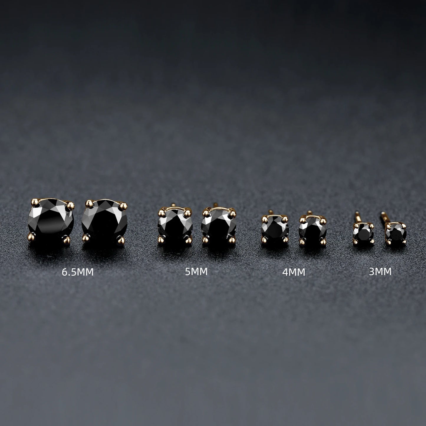 Anziw Sparkle Real Moissanite Black Stud Earrings Diamond 925 Silver Gold Ear Piercing Jewelry for Women Men Gifts 3mm/4mm/5mm