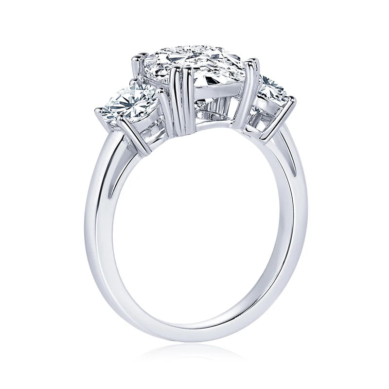 Anziw 3.5CT Three Stone Engagement Ring Band 925 Silver Sterling Cushion Cut Moissanite Wedding Ring Certified Jewelry For Women