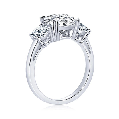 Anziw 3.5CT Three Stone Engagement Ring Band 925 Silver Sterling Cushion Cut Moissanite Wedding Ring Certified Jewelry For Women