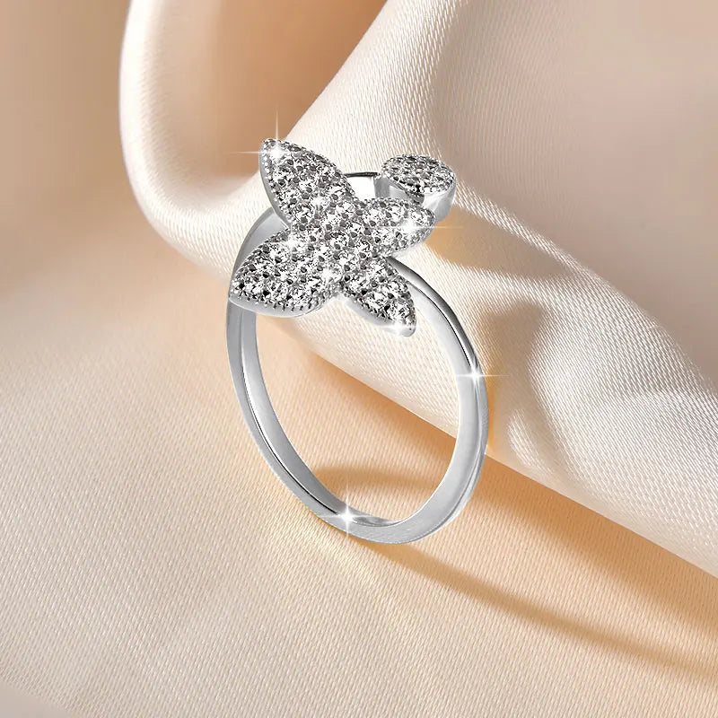 Anziw 14K Gold Filled Exquisite Butterfly Open Rings Micro Inlay Cubic Zirconia Ring for Women Wedding Party 2026 Tendy Jewelry