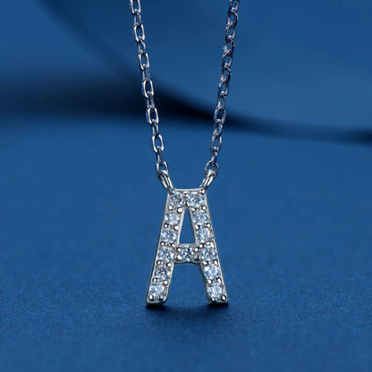 Anziw Initial Moissanite 26 Letter Pendant Necklace for Women Men Real Silver 925 Name Pendant Fine Jewelry Valentine's Day Gift
