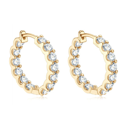 Anziw Sparking 3mm D VVS1 Full Moissanite Hoop Earrings for Women 925 Sterling Silver 14k Yellow Gold Plated 2023 Trendy Jewelry