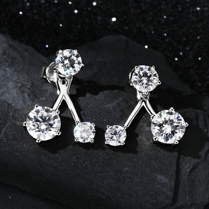 Anziw Trendy Dual Use Earrings Jackets 925 Sterling Silver D Color Moissanite Ear Jacket Studs for Women Jewelry Valentine Gifts