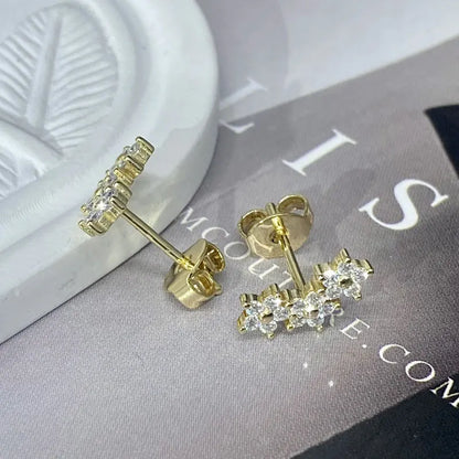 Anziw 2026 New D Color Moissanite Flower-Style Stud Earrings Lab Diamond Piercing Earrings For Women Valentine's Jewelry Gifts