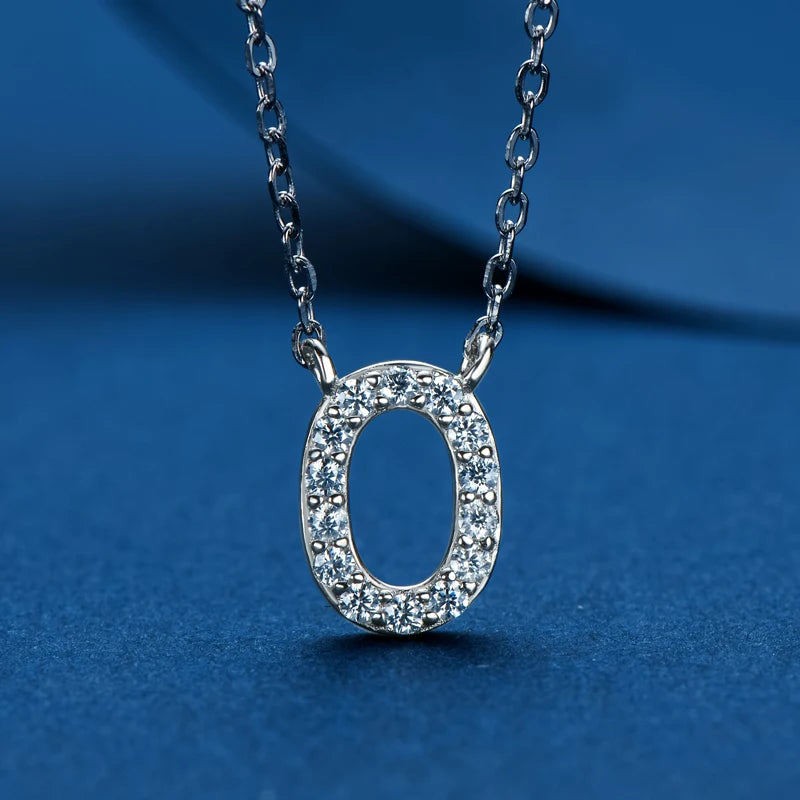 Anziw Initial Moissanite 26 Letter Pendant Necklace for Women Men Real Silver 925 Name Pendant Fine Jewelry Valentine's Day Gift