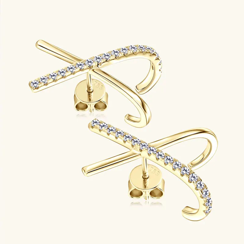 Anziw 2025 New Trend Moissanite Earrings 925 Silver Cross X Shape Stud Earrings for Women Daily Wear Fine Jewelry Gift Birthday