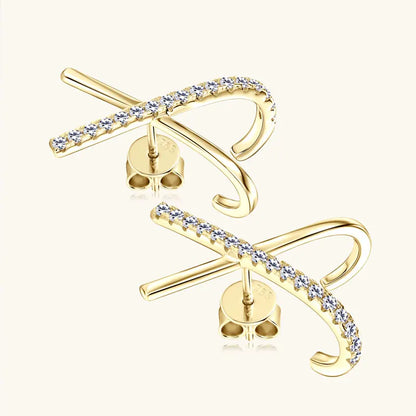 Anziw 2025 New Trend Moissanite Earrings 925 Silver Cross X Shape Stud Earrings for Women Daily Wear Fine Jewelry Gift Birthday