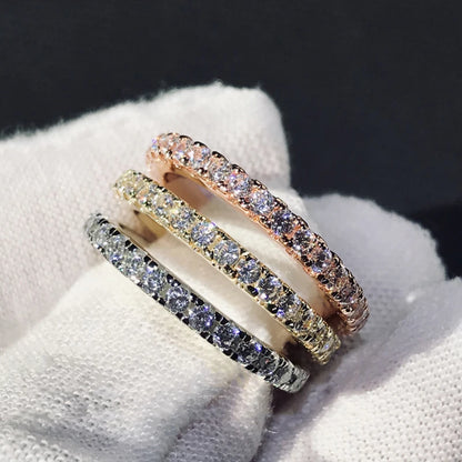 Anziw Full Eternity Bridal Ring 1.4mm Simulated Diamond Band Engagement Wedding Ring Sterling Silver 925 Jewelry for Women Men