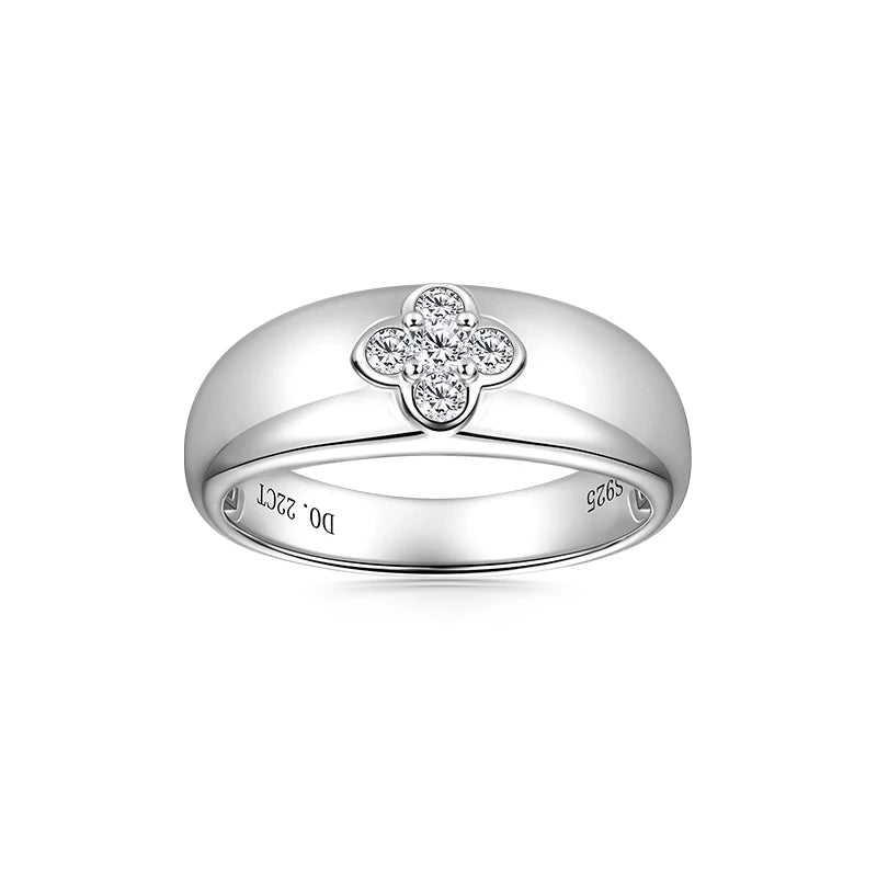 2025 Trendy Clover Flower Chunky Ring 925 Sterling Sliver D Moissanite Rings Finger Bands for Women S925 Charm Wedding Jewelry