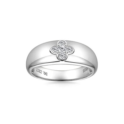 2025 Trendy Clover Flower Chunky Ring 925 Sterling Sliver D Moissanite Rings Finger Bands for Women S925 Charm Wedding Jewelry
